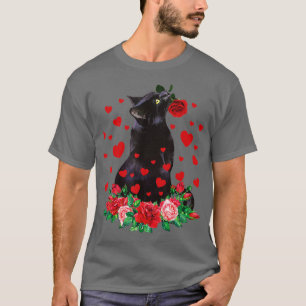 Camiseta Dia de os namorados De Gato Flor, Gatinho De Gatin