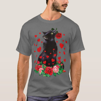 Camiseta Dia de os namorados De Gato Flor, Gatinho De Gatin