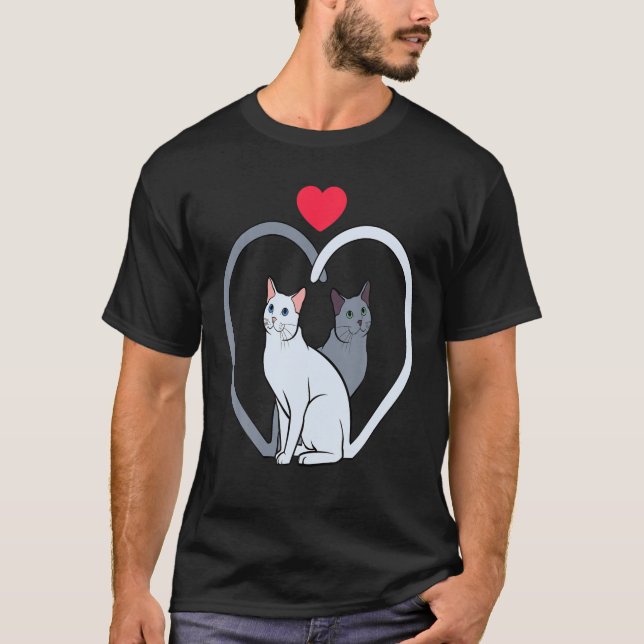 Camiseta Dia de os namorados De Gato, Gatinho De Gatinhos C (Frente)
