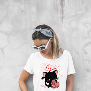 Camiseta Dia de os namorados de gatos