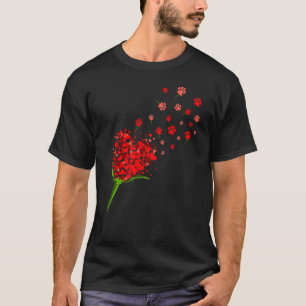 Camiseta Dia de os namorados De Pata Cachorro Flor Corações