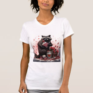 Camiseta Dia de os namorados de poesia de lixo Raccoon