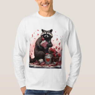 Camiseta Dia de os namorados de poesia de lixo Raccoon