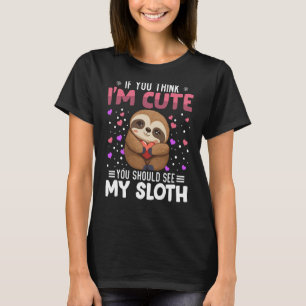 Camiseta Dia de os namorados De Sloth Heart Animal Para Mul