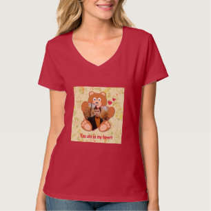 Camiseta Dia de os namorados de urso de pelúcia floral 
