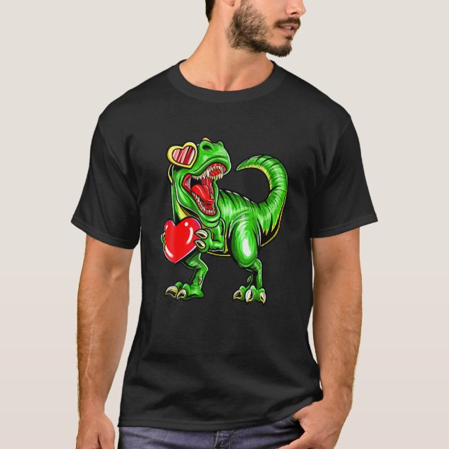 Camiseta Dia de os namorados do Namorados Dinossaur Trex (Frente)