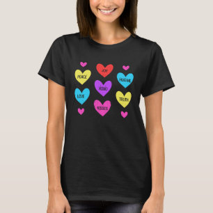Camiseta Dia de os namorados Doces Coração Correspondendo C