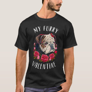 Camiseta Dia de os namorados English Buldogue Dog Namorados
