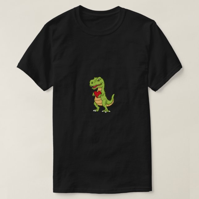Camiseta Dia de os namorados Engraçado Dinossauro Adora Hom (Frente do Design)
