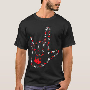 Camiseta Dia de os namorados Eu Te Amo Sinal Asl Heart Wome