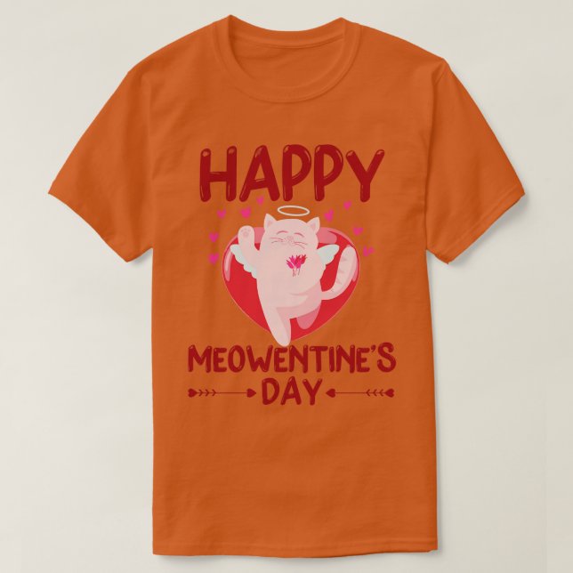 Camiseta Dia de os namorados Feliz Dia das Meowentines Cat. (Frente do Design)