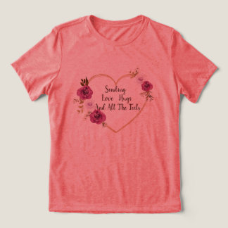 Camiseta Dia de os namorados Floral Heart Love & Hugs Pink