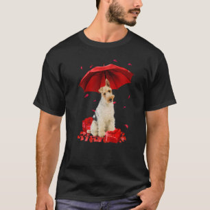Camiseta Dia de os namorados Fox Terrier Umbrella Heart Pup