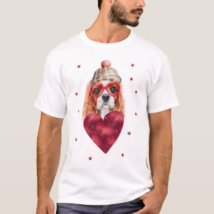Camiseta Dia de os namorados Gift Cavalier King Spaniel Dog