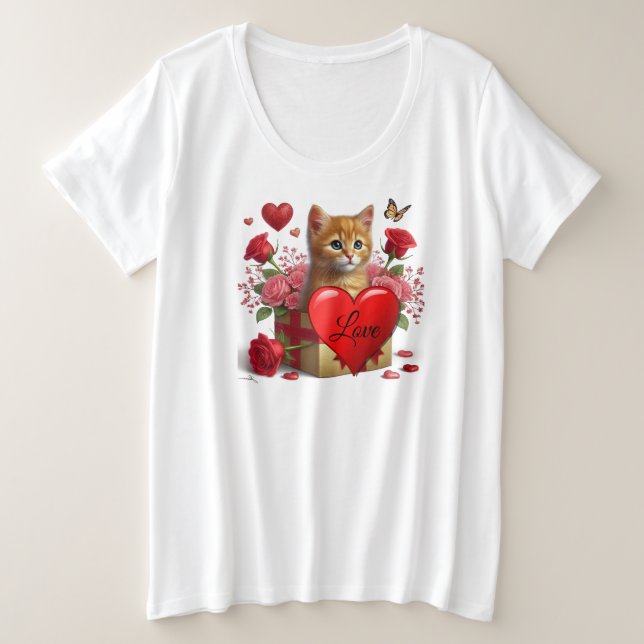 Camiseta Dia de os namorados Ginger Cat (Frente do Design)