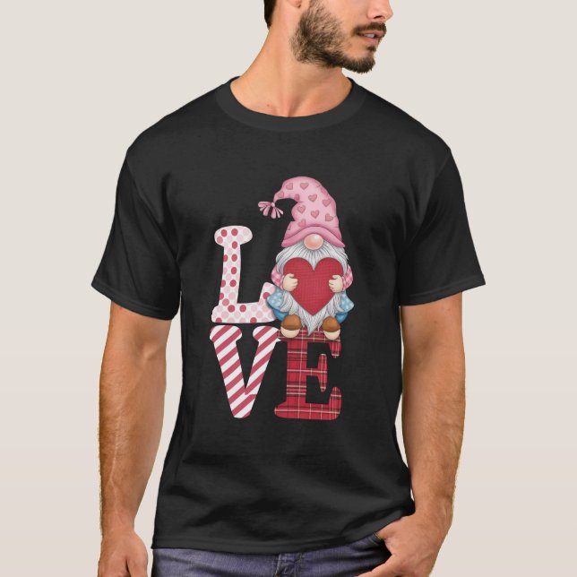 Camiseta Dia de os namorados Gnomo Love Casal presentes par (Frente)