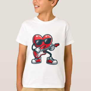 Camiseta Dia de os namorados Guitarra Brincando Cardíaco Ga
