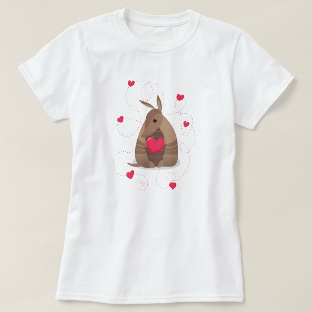 Camiseta Dia de os namorados Heart Texas Armadillo (Frente do Design)