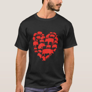 Camiseta Dia de os namorados I Adoro Suínos Fazenda Cardíac