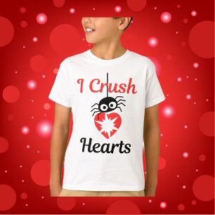 Camiseta Dia de os namorados I Crush Hearts, aranha fofa