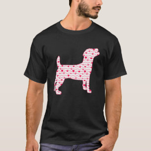 Camiseta dia de os namorados Jack Russell Dog Hearts Dog Pu