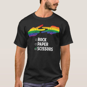Camiseta Dia de os namorados LGBTQ lésbica em tesoura de pa