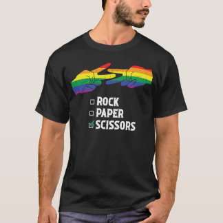 Camiseta Dia de os namorados LGBTQ lésbica em tesoura de pa