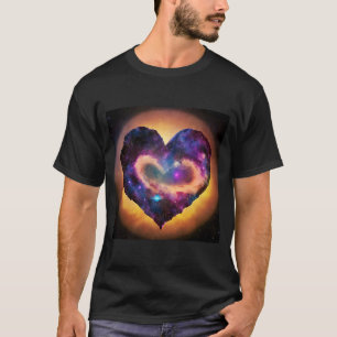 Camiseta Dia de os namorados Love Heart Galaxy Namorada Fia