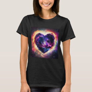 Camiseta Dia de os namorados Love Heart Galaxy Namorada Fia