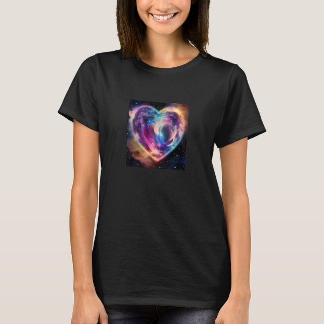 Camiseta Dia de os namorados Love Heart Galaxy Namorada Fia (Frente)