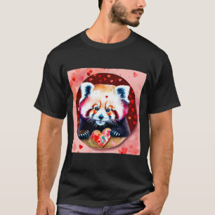 Camiseta Dia de os namorados Love Heart Red Panda Namorada