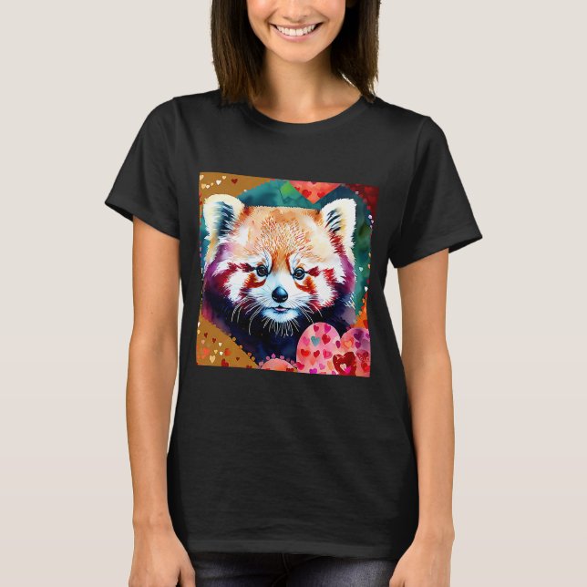 Camiseta Dia de os namorados Love Heart Red Panda Namorada  (Frente)