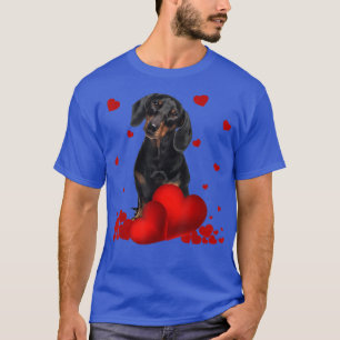 Camiseta Dia de os namorados Love Hearts Dachshund Dog Pupp
