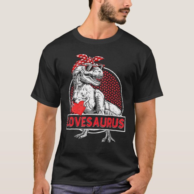 Camiseta Dia de os namorados Lovesaurus T Rex Dinosaur Girl (Frente)