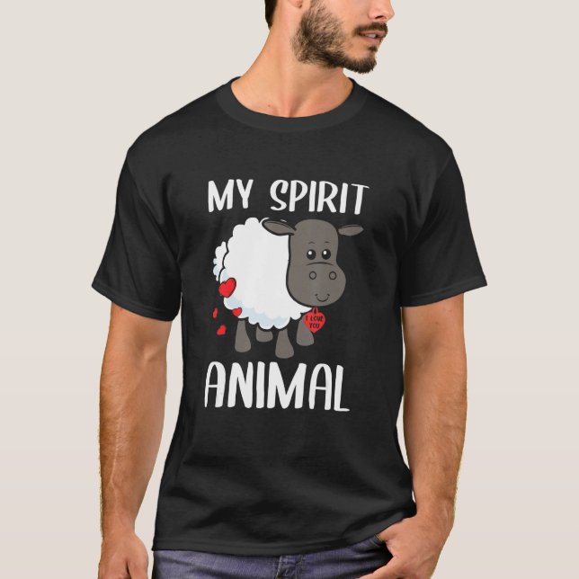 Camiseta Dia de os namorados Meu Espírito Ovino Animal Eu T (Frente)