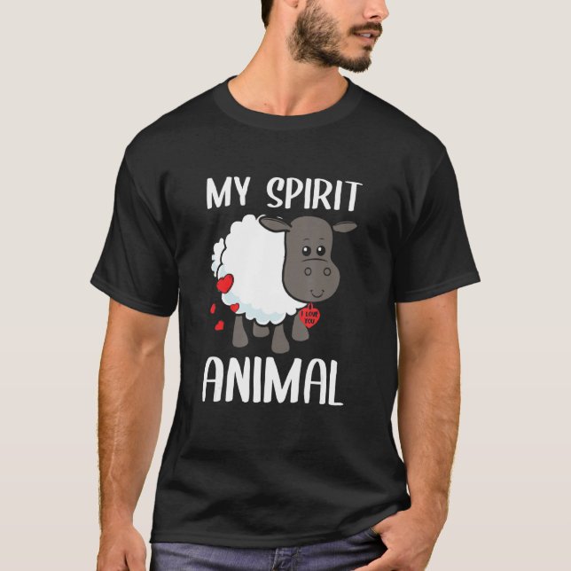 Camiseta Dia de os namorados Meu Espírito Ovino Animal Eu T (Frente)