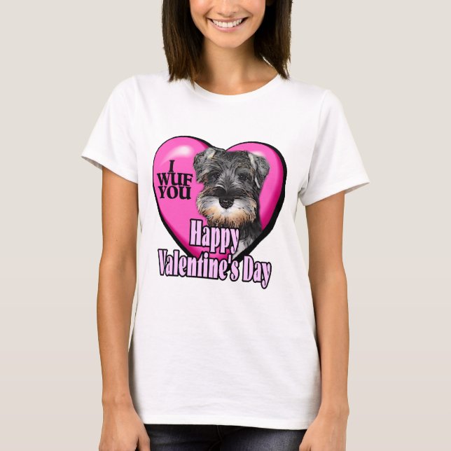 Camiseta Dia de os namorados Miniatura Schnauzer (Frente)