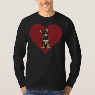 Camiseta Dia de os namorados Negro Chihuahua Cachorro Amor