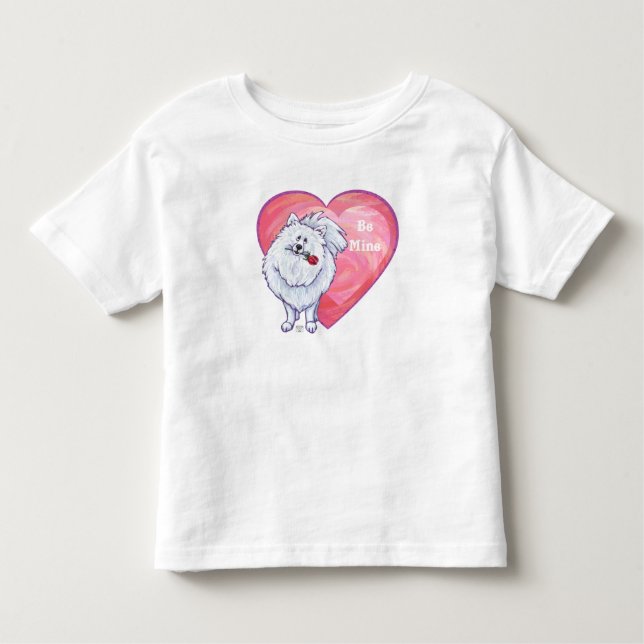 Camiseta Dia de os namorados Pomerano Branco (Frente)