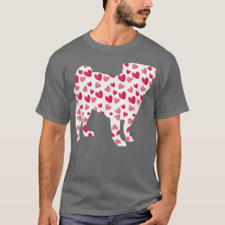 Camiseta Dia de os namorados Pug Hearts Puppy Dog Lover