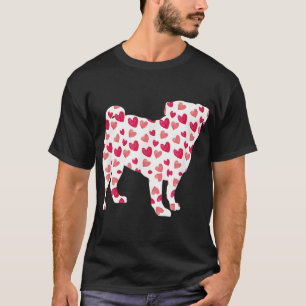 Camiseta Dia de os namorados Pug Hearts Puppy Dog Lover