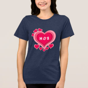 Camiseta Dia de os namorados Romântico de Coração Rosa