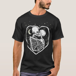 Camiseta Dia de os namorados Romântico dos Esqueletos