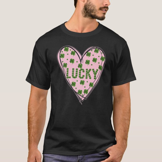 Camiseta Dia de os namorados Shamrock Heart Dia de São Patr (Frente)