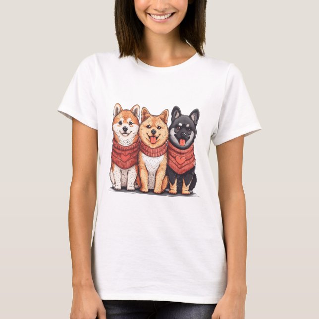 Camiseta Dia de os namorados Shiba Inu Dogs (Frente)