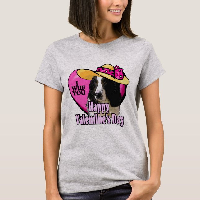 Camiseta Dia de os namorados Springer Spaniel Ingl (Frente)