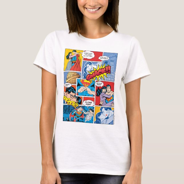 Camiseta Dia de os namorados Superman | Colagem em quadrinh (Frente)