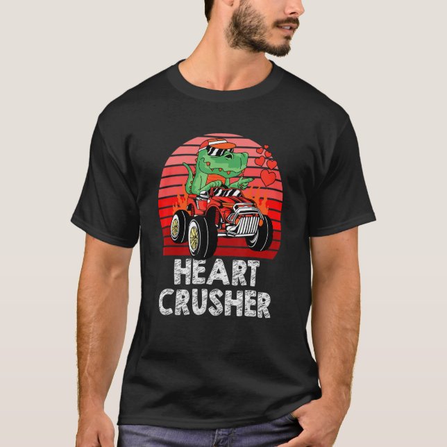 Camiseta Dia de os namorados T-Rex de Crusher do Dinossauro (Frente)