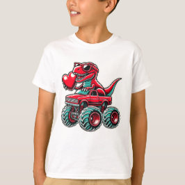 Camiseta Dia de os namorados T Rex Monster Truck Engraçado