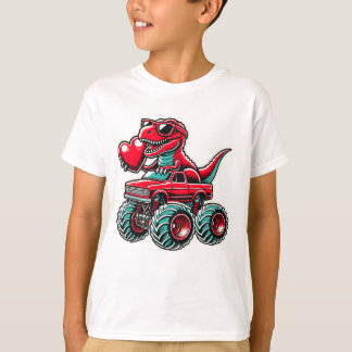 Camiseta Dia de os namorados T Rex Monster Truck Engraçado